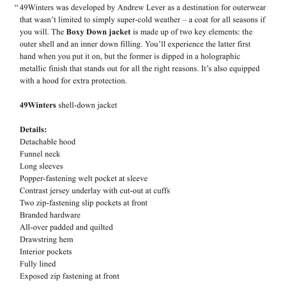 49 Winters Metallic Boxy Hooded Down Puffer Jacket 3 Large NWT $515 - Picture 4 of 11